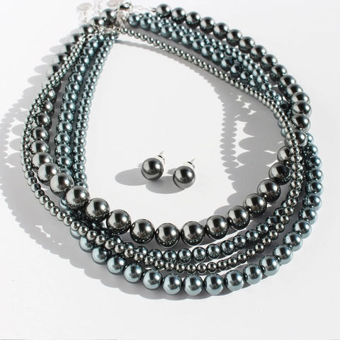 Collana di Perle di Tahiti Nere Tonde con Perno in Argento Sterling 925 per Donna Gioielli di Moda Eleganti
