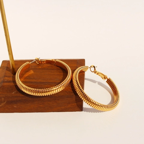Orecchini a Cerchio in Ottone con Textura a Spirale Esagerati per Donna Grandi Cerchi Placcati Oro Argento Gioielli alla Moda