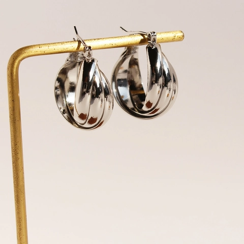 Boucles D'Oreilles Créoles Torsadées Multicouches Laiton Plqué Or Géométrique Large Ligne Croisée Style Métal Pour Femmes