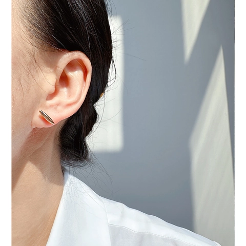 Orecchini A Lobo A Fuso Geometrici Contrasto Bicolore Ottone Con Perno In Argento Sterling 925 Stile Punk Unisex