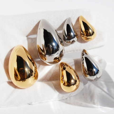 Wassertropfen Ohrringe Spiegelpoliertes Messing Vergoldet Statement Schmuck Mit 925 Sterling Silber Ohrringpfosten