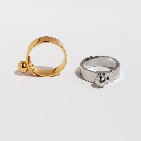 Geometrischer Kugelverschluss Kupfer Ring Minimalistisches Nischendesign Poliertes Metall Für Paare Männer Frauen