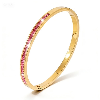 Luxus Edelstahl Armreif Für Damen Vergoldet Rosa Zirkonia Eingelegt Sternenhimmel Minimalistischer Schmuck Eleganter Armband