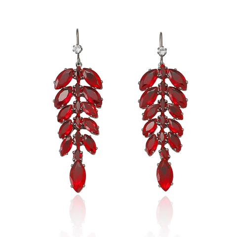 Collana E Orecchini Con Frange Spiga Di Grano Con Zirconia Cubica Rossa Marquise Gioielli In Rame Da Donna Festa