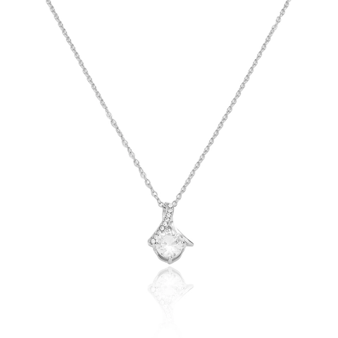 Collar Con Colgante De Gota De Agua Elegante Acero Inoxidable Zirconia Cúbica Blanca Joyería De Moda Minimalista Para Mujer Color Plata
