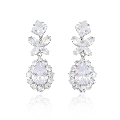 Schmetterling Zirkonia Halskette Und Ohrringe Kupfer Wassertropfen Braut Hochzeit Party Schmuck Für Frauen
