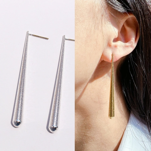 Boucles d'Oreilles Goutte d'eau Martelé pour Femmes Laiton Plaqué Or Avec Tige en Argent Sterling 925 Bijoux