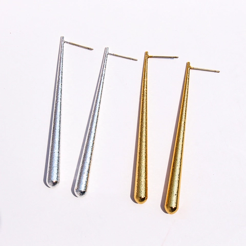Boucles d'Oreilles Goutte d'eau Martelé pour Femmes Laiton Plaqué Or Avec Tige en Argent Sterling 925 Bijoux