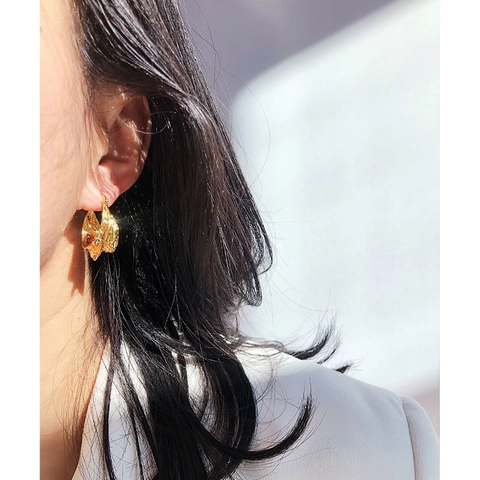 Pendientes De Aro Vintage Con Textura Martillada Para Mujer Joyas Retro Irregulares De Latón Color Dorado Moda Estética
