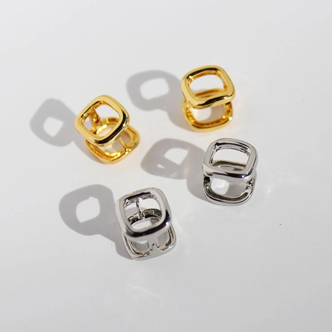 Minimalistische Quadratische Creolen Geometrisch Hohl Messing Vergoldet Doppelseitiger Moderner Schmuck Für Damen
