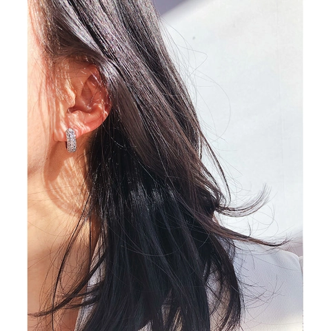Huggie Hoop Oorbellen Koper Pavé Zirkoon Vintage Minimalistisch Delicaat Klein Commuter Sieraden Voor Vrouwen