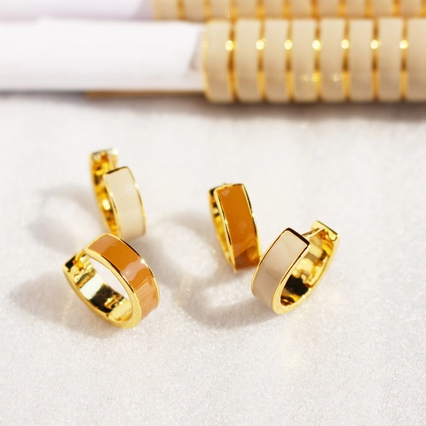 Orecchini A Cerchio Geometrici Vintage A Forma Di C Ottone Placcato Oro Smalto Minimalista Stile Pendolare Per Donne