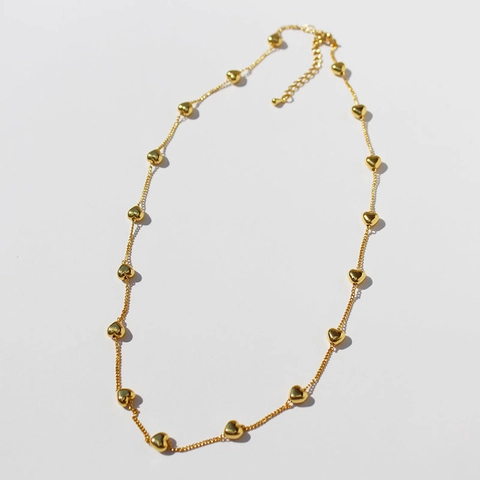 Brass Herz Kette Zierlich Vergoldet Minimalistische Multiple Herz Anhänger Verstellbare Kette Geschenk Damen