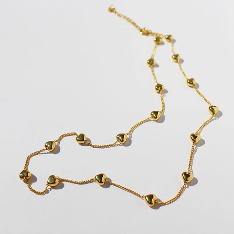 Brass Herz Kette Zierlich Vergoldet Minimalistische Multiple Herz Anhänger Verstellbare Kette Geschenk Damen