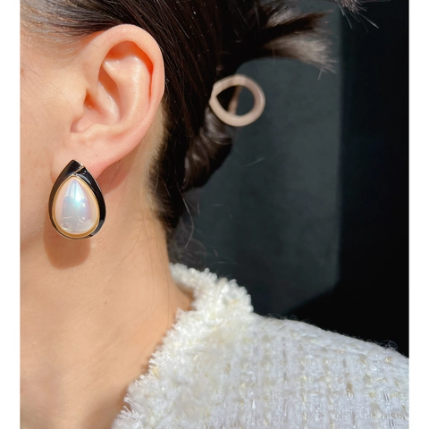 Orecchini A Lobo Goccia Vintage Con Smalto E Imitazione Perla Artificial Mabe Base In Ottone Perno In Argento Stile Francese