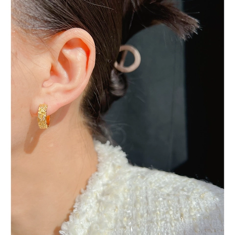 Vintage Relief Blumen Hoop Ohrringe Gold Vergoldet Messing Retro Gravierte Blatt Muster Kreis Huggies Schmuck Damen