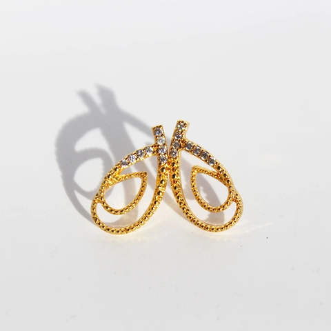 Elegant Geometric Hollow Stud Earrings With Zircon Inlaid Brass Gold Plated And 925 Sterling Silver Earring Post
