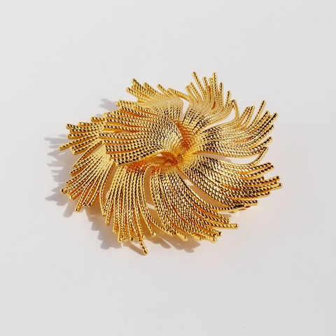 Vintage Messing Vergoldet Blume Brosche Für Damen Übertrieben Sonnenstrahl Sonnenblume Luxuriöse Nische Pin Accessoires Schmuck Geschenk