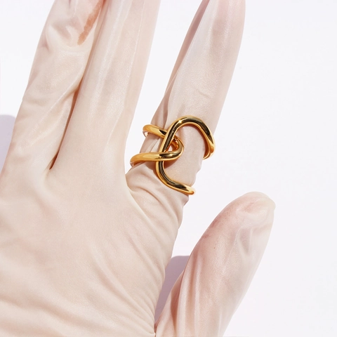 Unregelmäßiger Wickelknoten Ring Gold Silber Vergoldet Messing Minimalistisches Statement Damen Party Verstellbar