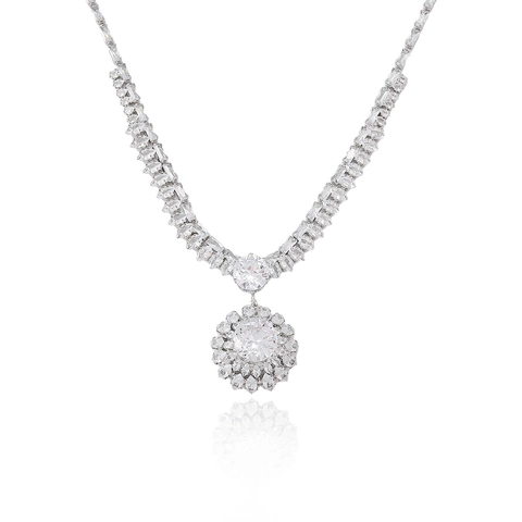 Glinsterende Zirkoon Zonnebloem Ketting En Oorbellen Elegante Bloemblad Hanger Titanium Staal Koperen Sieraden Voor Dames Feest