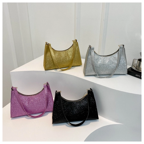 Pailletten Unterarmtasche Für Damen Glitzer PU Leder Funkelnde Schultertasche Mode Koreanischer Stil Party Tasche