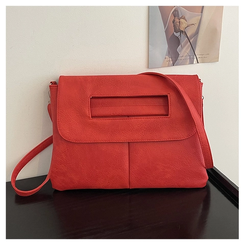 Damen Minimalistische Schultertasche Aus PU Leder Große Kapazität Laptoptasche Für A4 Dateien Urbane Umhängetasche Mit Ausgeschnittenem Griff