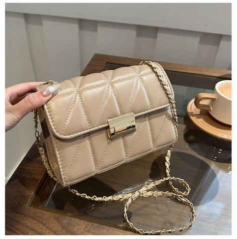Bolso de Hombro de Cuero PU Acolchado para Mujer Elegante Bolso Bandolera con Cadena Pequeño Bolso Cuadrado Minimalista con Cierre