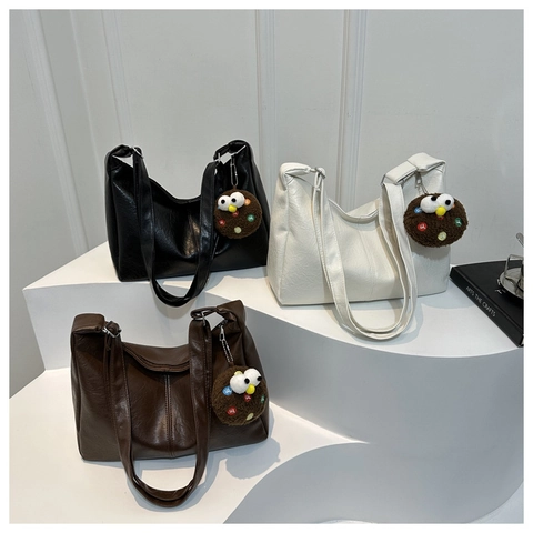 Sac Fourre-tout Femme Grande Capacité Cuir PU Souple Texture Litchi Style Coréen Minimaliste Sac à Bandoulière Travail