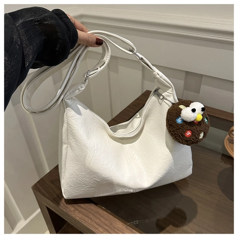 Sac Fourre-tout Femme Grande Capacité Cuir PU Souple Texture Litchi Style Coréen Minimaliste Sac à Bandoulière Travail