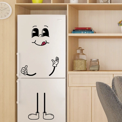Funny Cartoon Face Expression Fridge Sticker PVC Removable Wall Decal Kitchen Bedroom Decoration