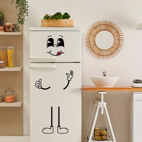 Funny Cartoon Face Expression Fridge Sticker PVC Removable Wall Decal Kitchen Bedroom Decoration