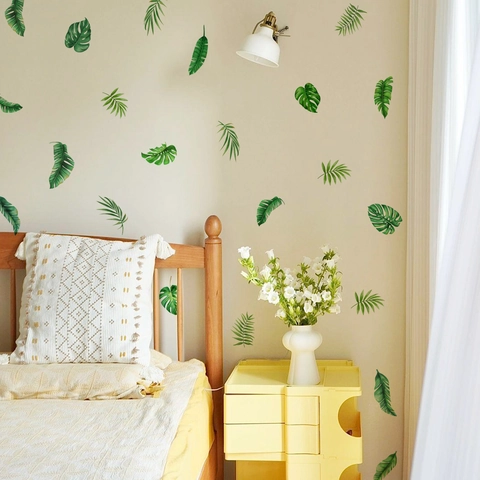 Adesivi Murali Foglie Piante Tropicali PVC Impermeabile Autoadesivo Rimovibile Monstera Palma Felce Decorazione Acquerello