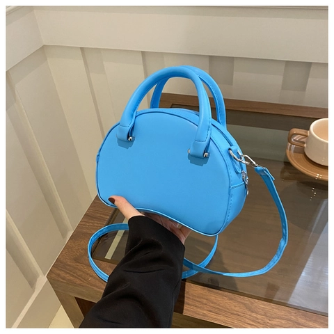Semi-circle PU Leather Handbag Dual Handles Removable Adjustable Strap Minimalist Niche Design Crossbody Shoulder Bag Women