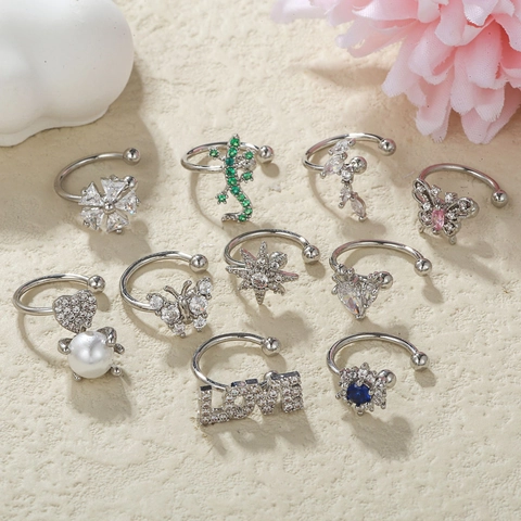 Kupfer Ohrmanschette Ohrringe Zirkon Mikroeinlage Schmetterling Eidechse Stern Herz Ohne Piercing Modeschmuck Damen