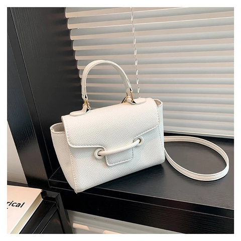 Women Lychee Pattern PU Leather Small Square Shoulder Bag Trendy Designer Handbag With Top Handle Adjustable Strap Crossbody Bag