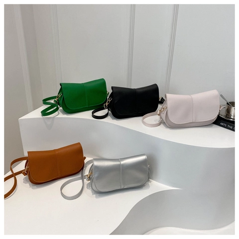 Minimalist PU Leather Crossbody Bag Women Retro Saddle Shoulder Bag Flap Magnetic Buckle Adjustable Strap