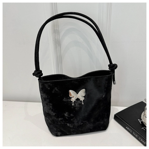 Schmetterling Dekoration Schultertasche PU Leder Metallschnalle Geknoteter Riemen Lässig Vielseitig Für Frauen