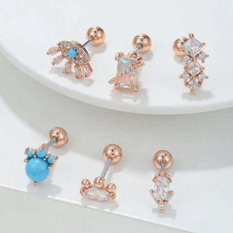 Roestvrij Staal Stift Koper Zirkonia Kraakbeen Oorknopjes Boze Oog Marquise Peervorm Blauw Turkoois Oorbellen Voor Vrouwen Sieraden