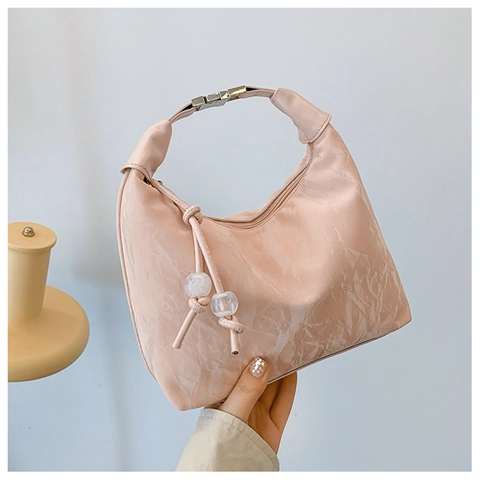 Damen Schultertasche Aus PU Leder Mit Falten Retro Halbmond Hobo Handtasche Minimalistisch Alltagstasche