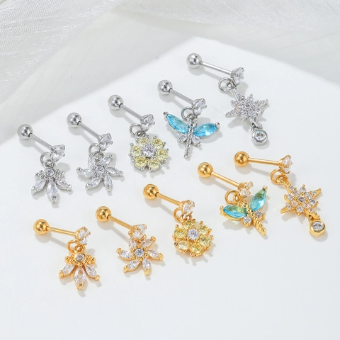 Luxe Zirconia Oorknopjes Met Roestvrij Staal Stift Koper Goud Zilver Verguld Vlinder Ster Bloem Piercing Sieraden Voor Vrouwen