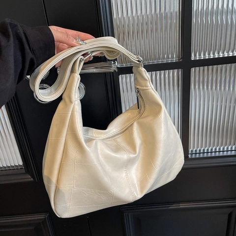 Borsa a Spalla Hobo Grande da Donna in Pelle PU Design Patchwork Borsa Tote Casual Con Tracolla Regolabile Per Pendolarismo