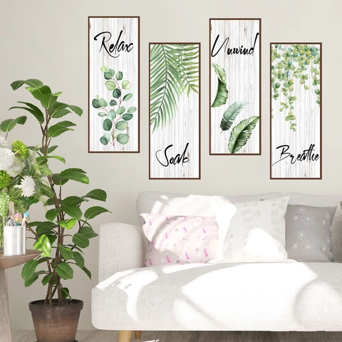 Adesivi Murali Piante Verdi PVC Autoadesivi Botanico Eucalyptus Foglia Di Palma Relax Soak Unwind Breathe Arredamento