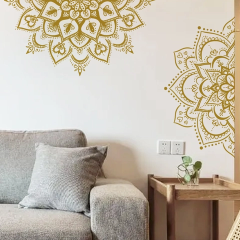 Mandala Wall Stickers PVC Self-Adhesive Gold Geometric Pattern Bohemian Style Home Decor For Living Room Bedroom