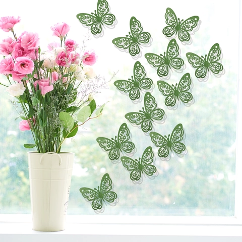3D Hollow Butterfly Wall Stickers Glitter Mirror Effect Butterfly Wall Decals For Home Bedroom Living Room Wedding Party Decoration