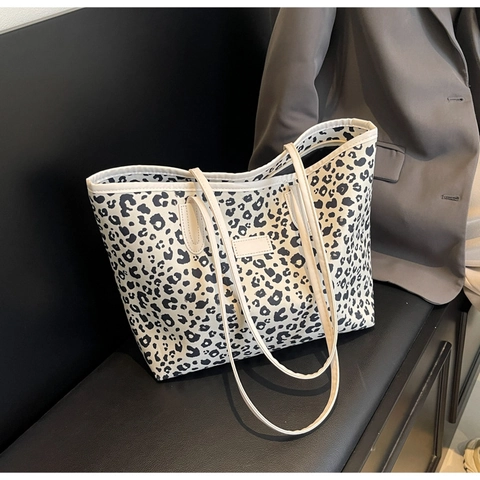 Leopard Print Tote Bag PU Leder Große Kapazität Mode Pendeln Schulter Handtasche Für Frauen Vielseitig Stilvoll