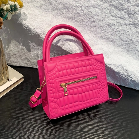 Crocodile Pattern PU Leather Handbag Top Handle Crossbody Bag With Adjustable Shoulder Strap Chic Small Square Bag