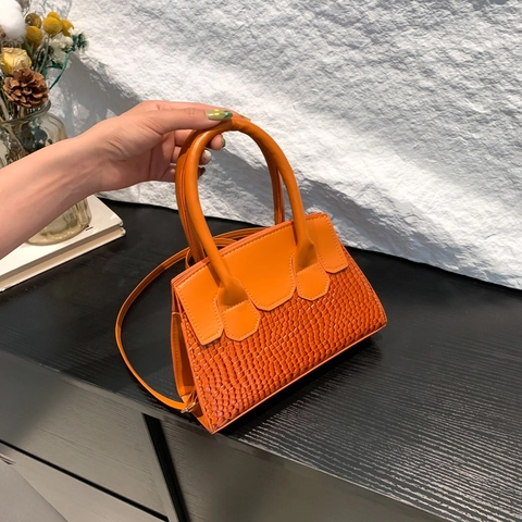 Sac à Épaule en Cuir PU Motif Crocodile pour Femmes Petit Sac à Main Carré à la Mode Avec Bandoulière Réglable