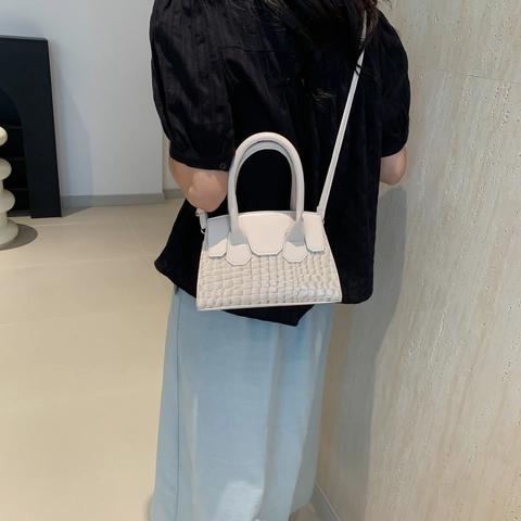 Dames Krokodillenreliëf PU Leer Vierkante Tas Flap Crossbody Schoudertas Met Handvat Afneembare Riem Mode Handtas