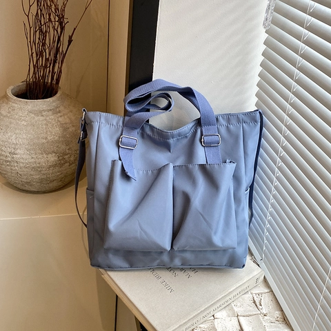 Sac Fourre-Tout en Nylon de Grande Capacité pour Femmes Multi-Poches Sac à Épaule Décontracté Sac à Main Léger École Voyage Travail