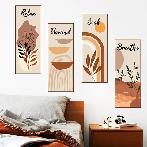 Adesivi Murali Astratti Boho PVC Autoadesivi Relax Unwind Soak Breathe Decorazione Artistica Per Soggiorno Camera